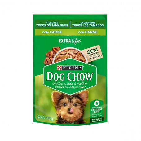 Pouche Dog Chow Perro Cachorro Carne 100gr