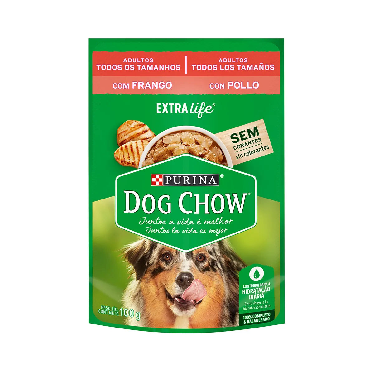 Pouche Dog Chow  Perro Adulto Todos los Tamaños Pollo 100g
