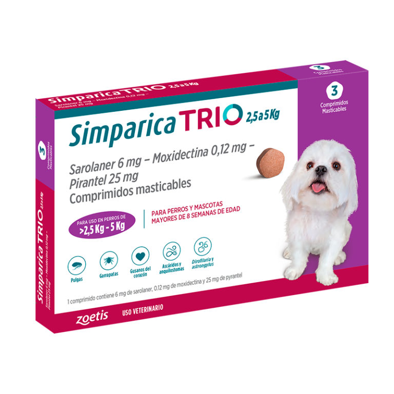 Simparica trío 2,5-5kg 3comp.